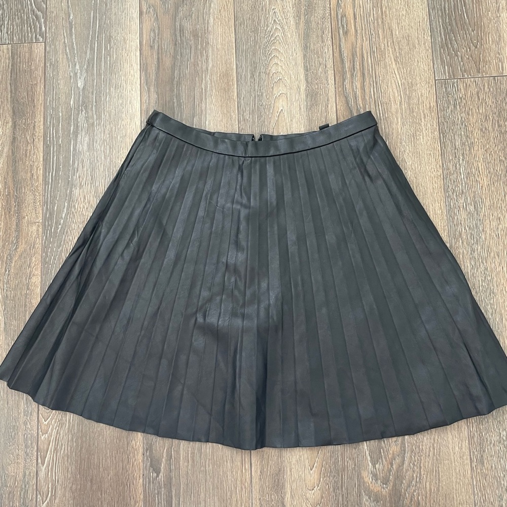Faux Leather J Crew Pleated Black Leather Skirt. Size 4